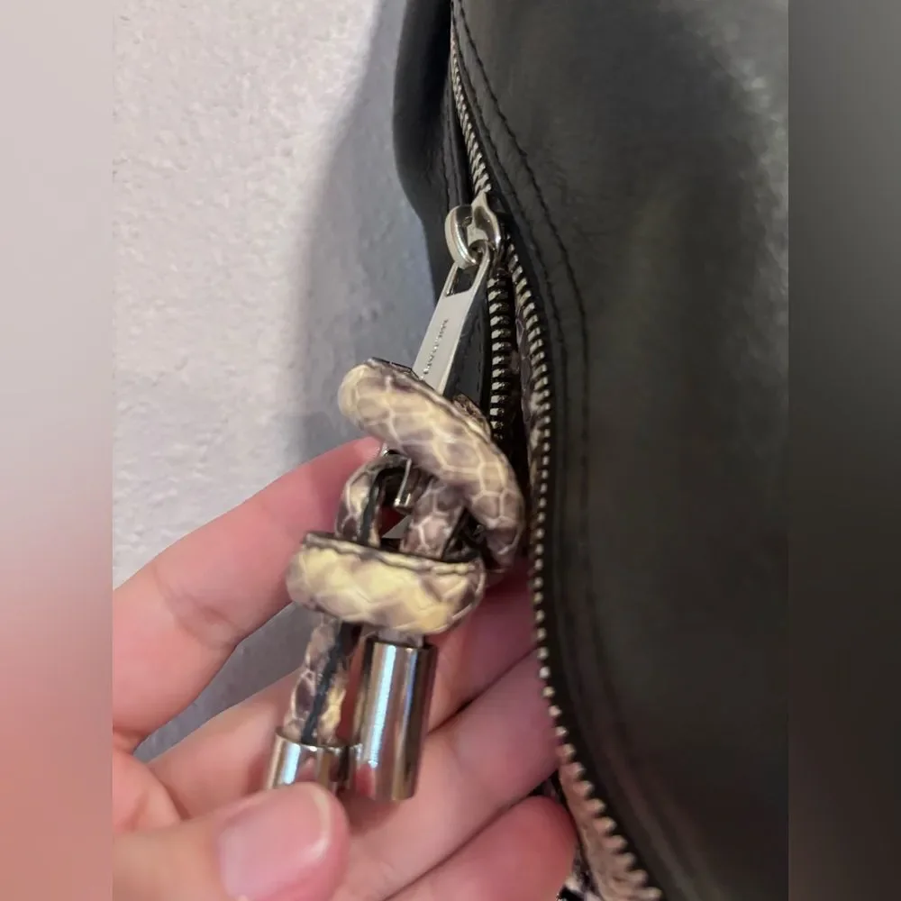 Michael Kors Isabel large convertible black leather shoulder bag snakeskin - Picture 4 of 9